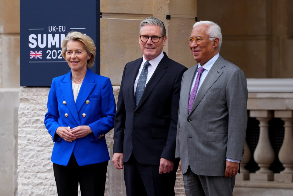 Keir Starmer greets Ursula von der Leyen and Antonio Costa at the UK-EU Summit.