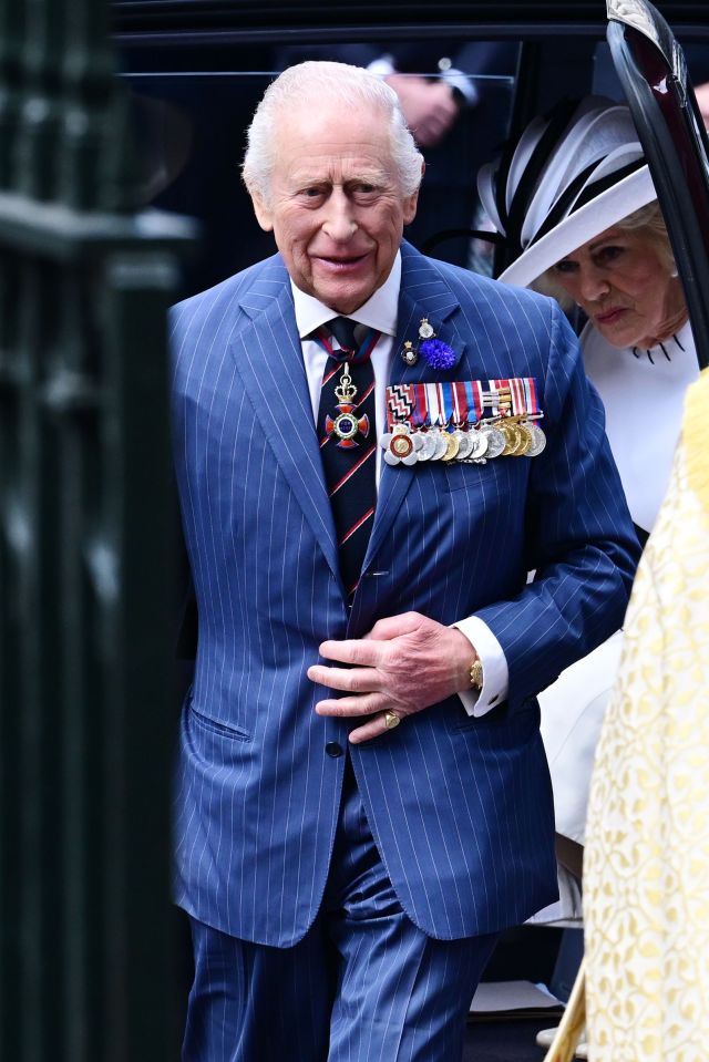 King Charles III arriving at Westminster Abbey for the 80th anniversary of VE Day.