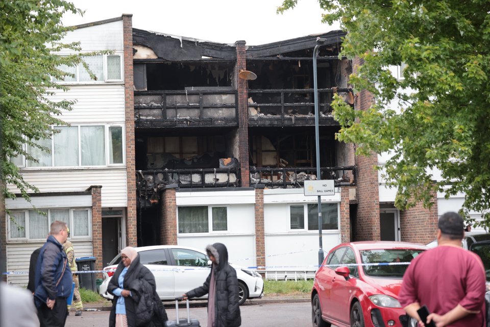 Fire-damaged house in London, UK; murder investigation launched.