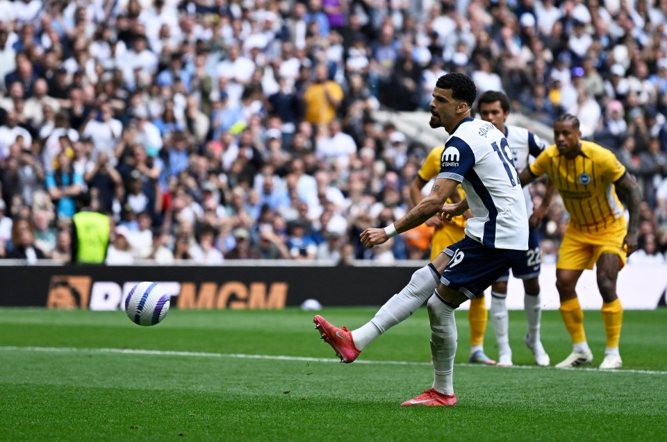 Dominic Solanke taking a penalty kick.