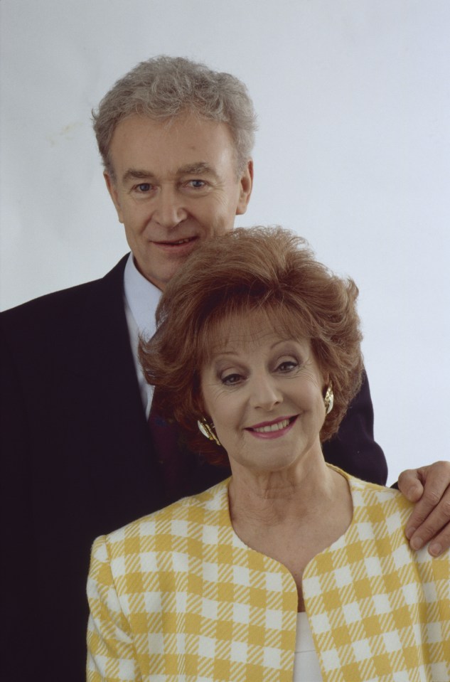 William Russell and Barbara Knox in a 1992 Coronation Street publicity photo.
