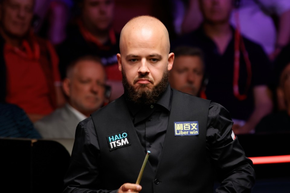 SHEFFIELD, ENGLAND - APRIL 30: Luca Brecel of Belgium reacts in the Quarterfinal match against Judd Trump of England on day 12 of Halo World Championship 2025 at Crucible Theatre on April 30, 2025 in Sheffield, England. (Photo by Tai Chengzhe/VCG via Getty Images)