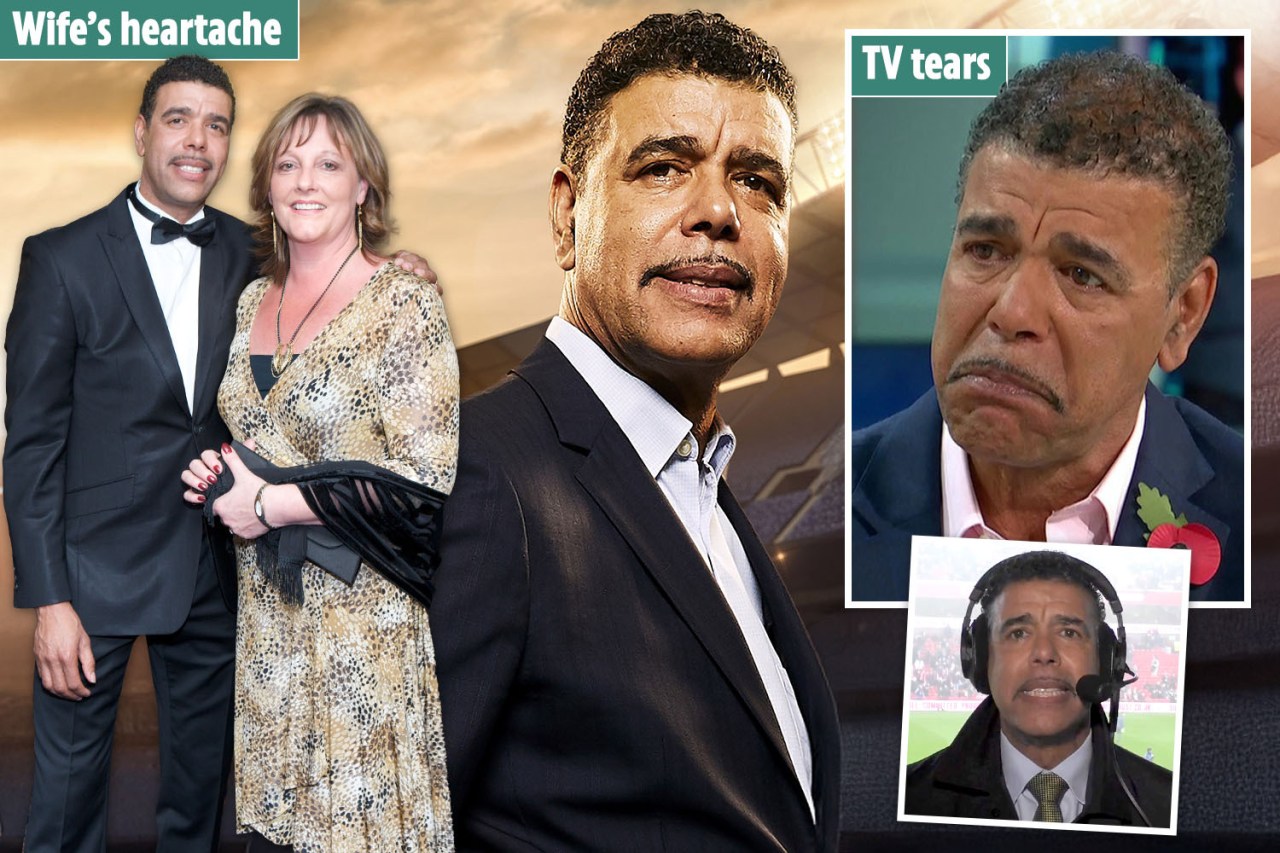 Collage of Chris Kamara with his wife, and images of him on television, one showing him crying.