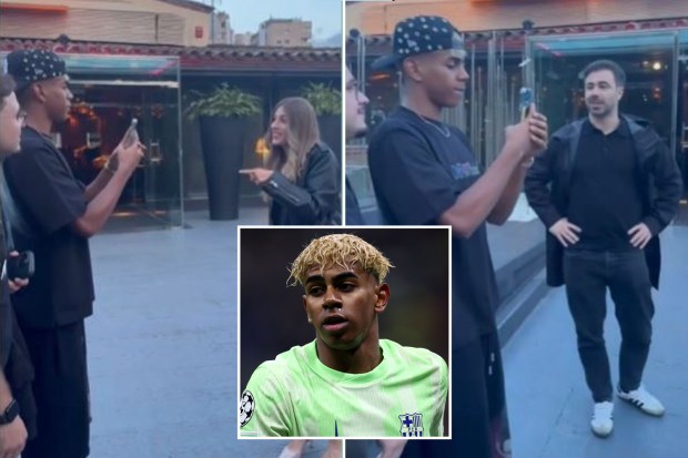 Collage of people taking photos of a soccer player.