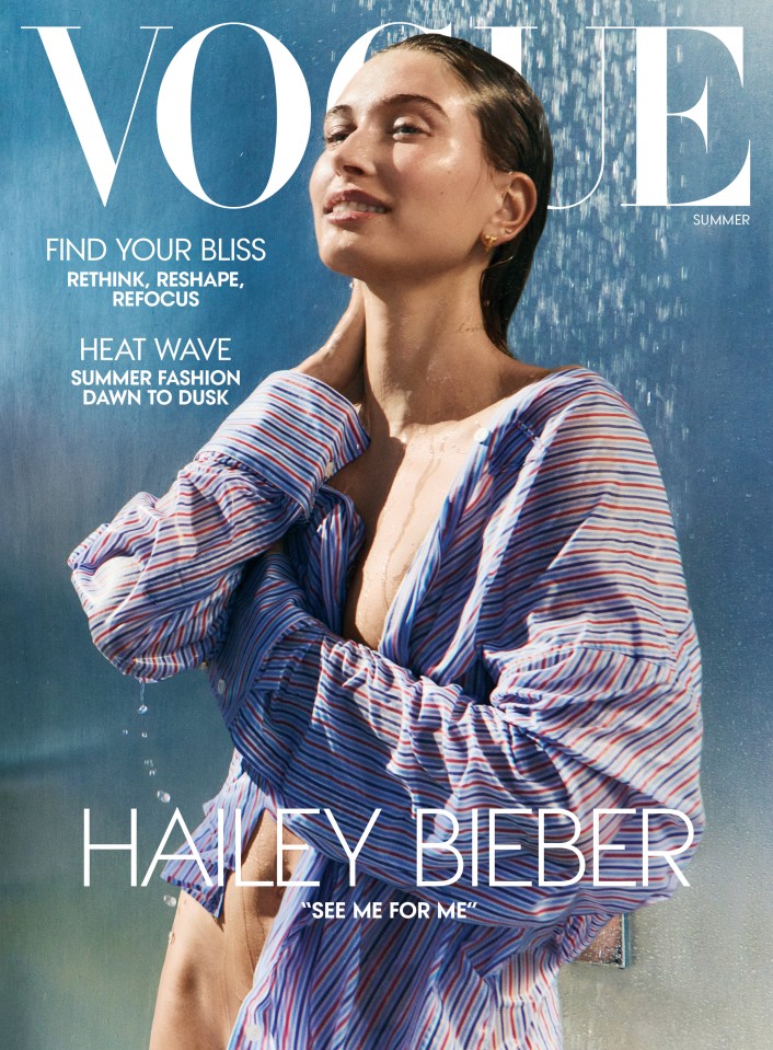 Hailey Bieber on the cover of Vogue, Summer issue.