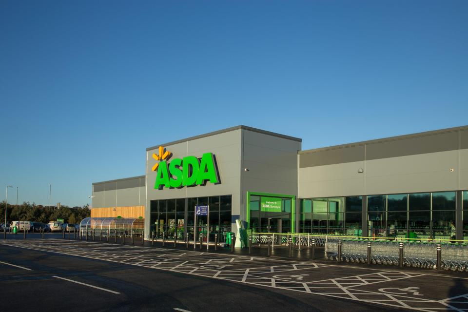 Exterior of an Asda supermarket in Barnstaple, UK.