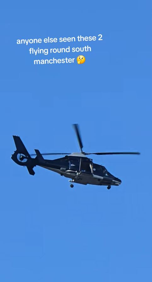 Helicopter flying over south Manchester.