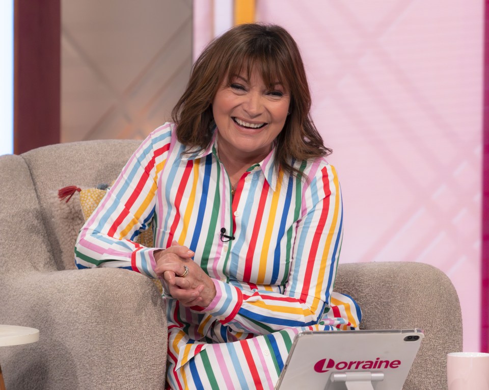 Lorraine Kelly on the set of her TV show.