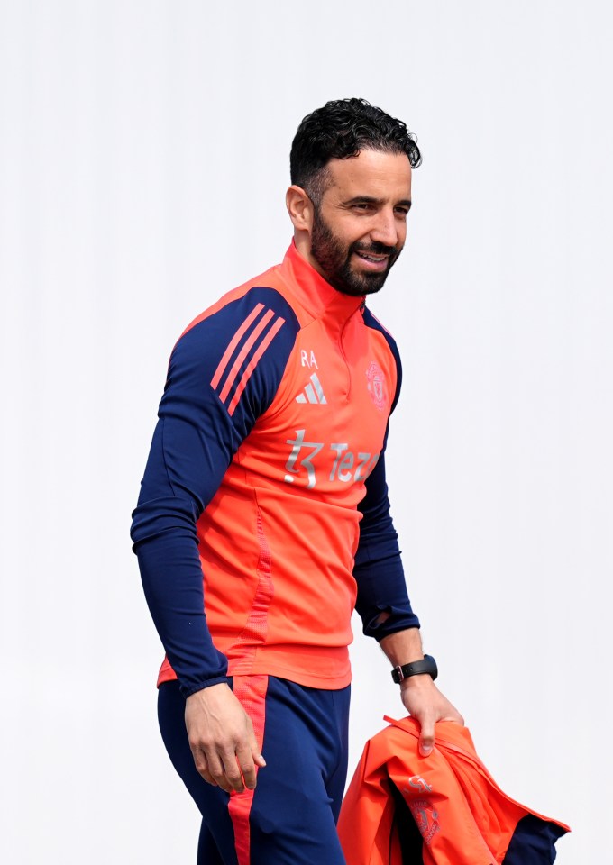 Ruben Amorim, Manchester United manager, at a training session.