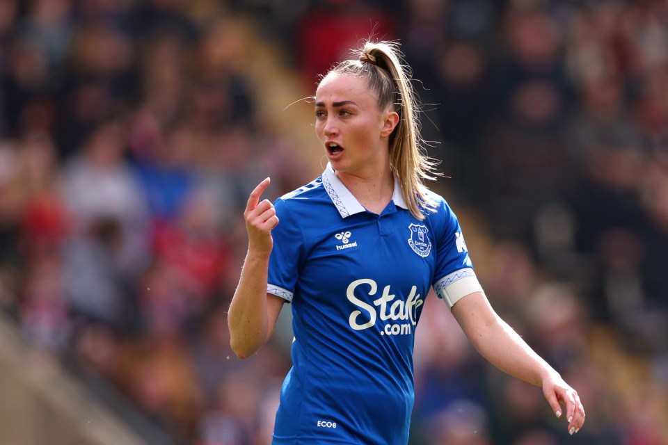 Megan Finnigan of Everton reacting during a Barclays Women's Super League match.