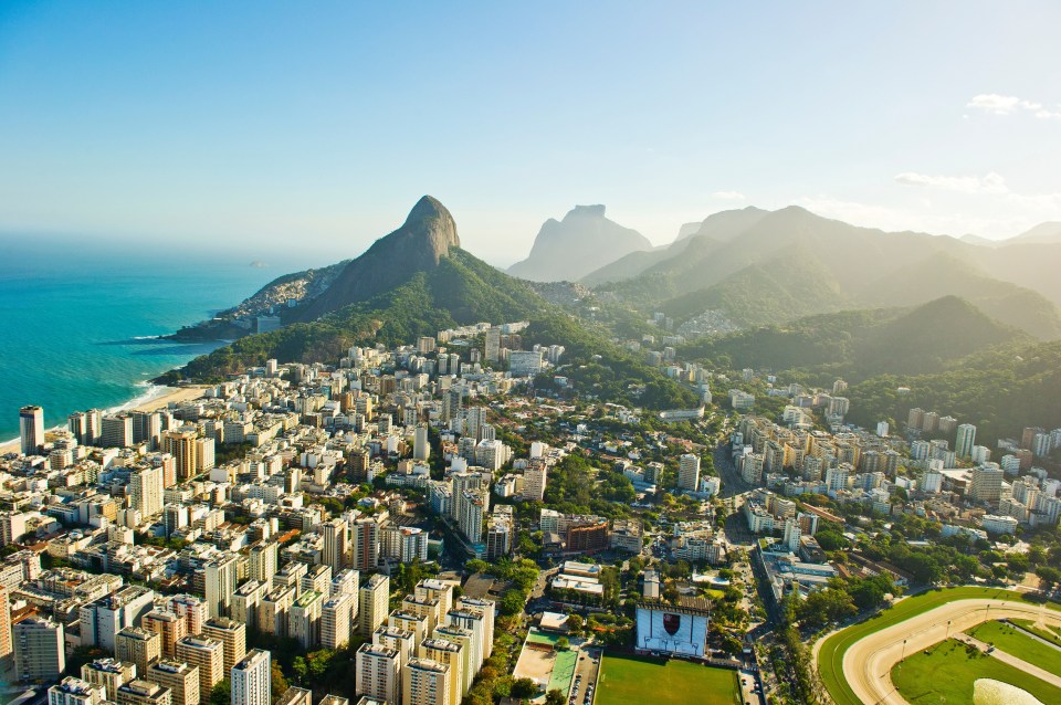 D0XWYP Aerial view of Lagoa and Ipanema, Rio de Janeiro Brazil