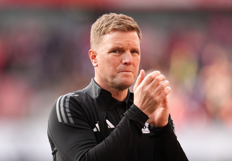 Eddie Howe, manager of Newcastle United, applauding.