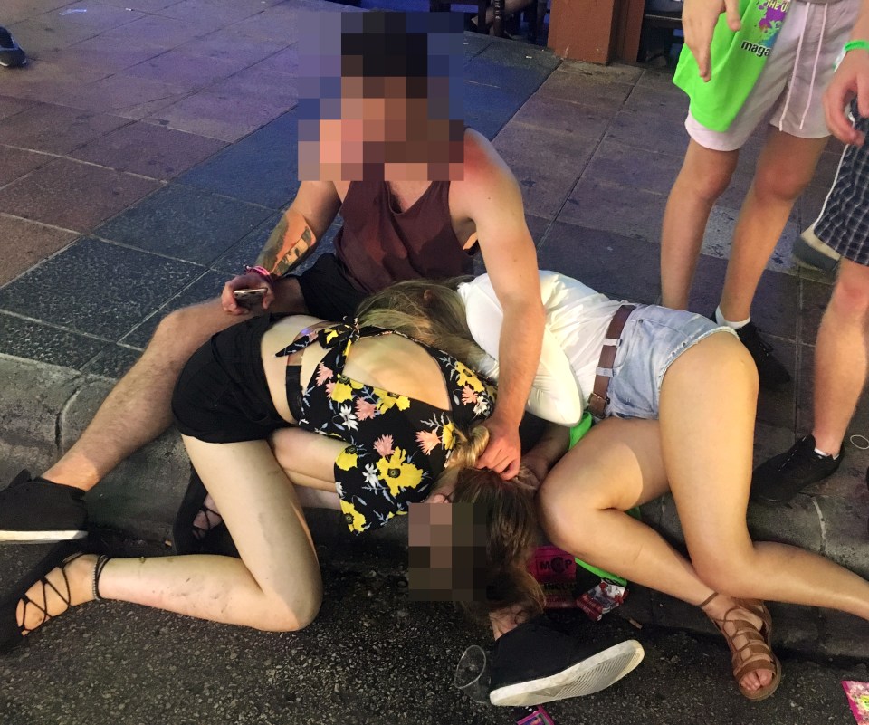 Photo of drunk partygoers in Magaluf.
