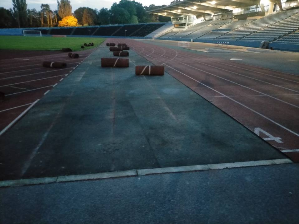 Track repair at Crystal Palace National Sports Centre.