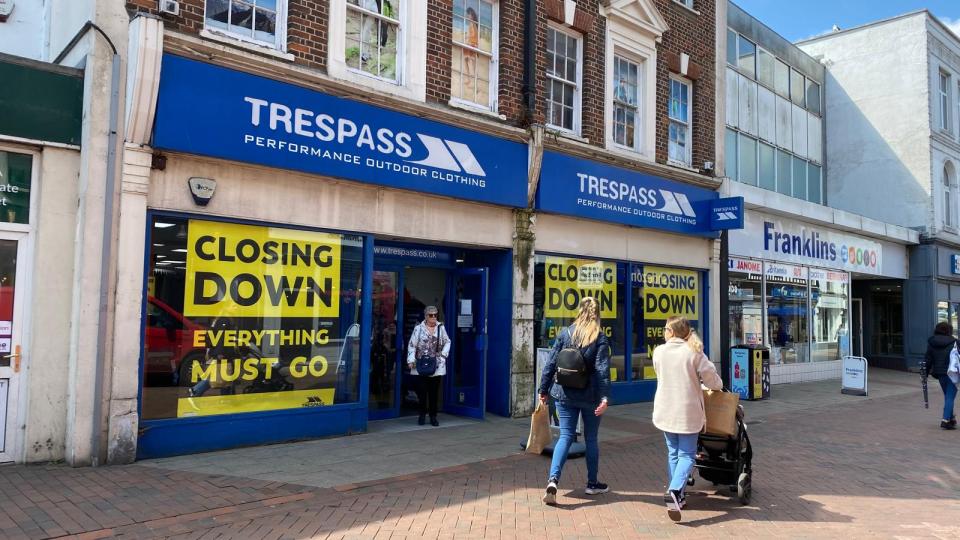Trespass clothing store closing down sale in Ipswich.