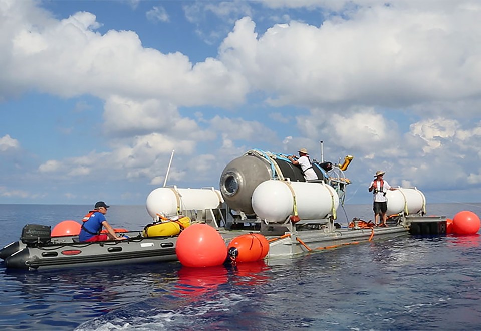 The Titan submersible on its support vessel.