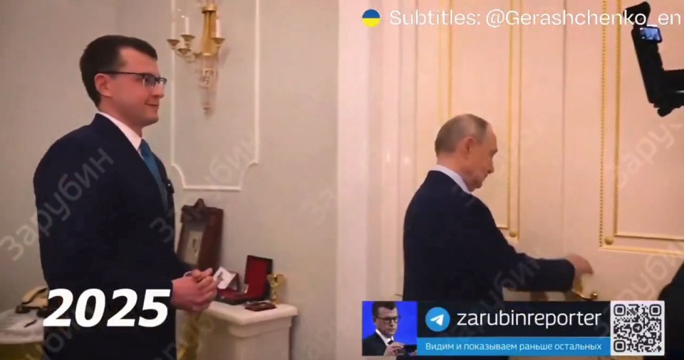 Screenshot of Vladimir Putin giving a tour of his Kremlin apartment.