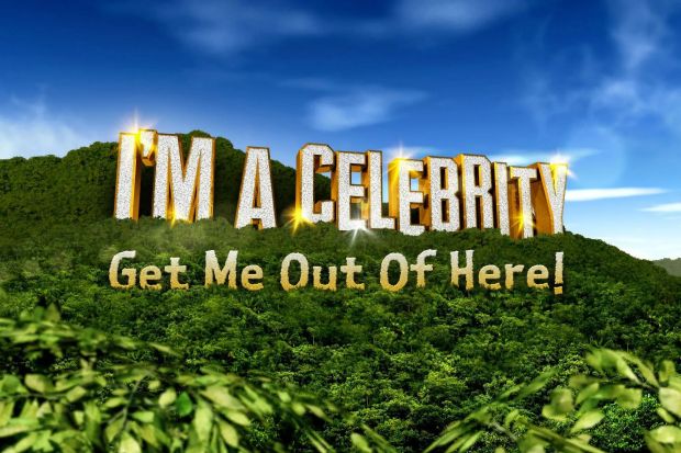 An image collage containing 1 images, Image 1 shows An image collage containing 1 images, Image 1 shows Illustration of the "I'm A Celebrity...Get Me Out Of Here!" logo on a jungle hillside