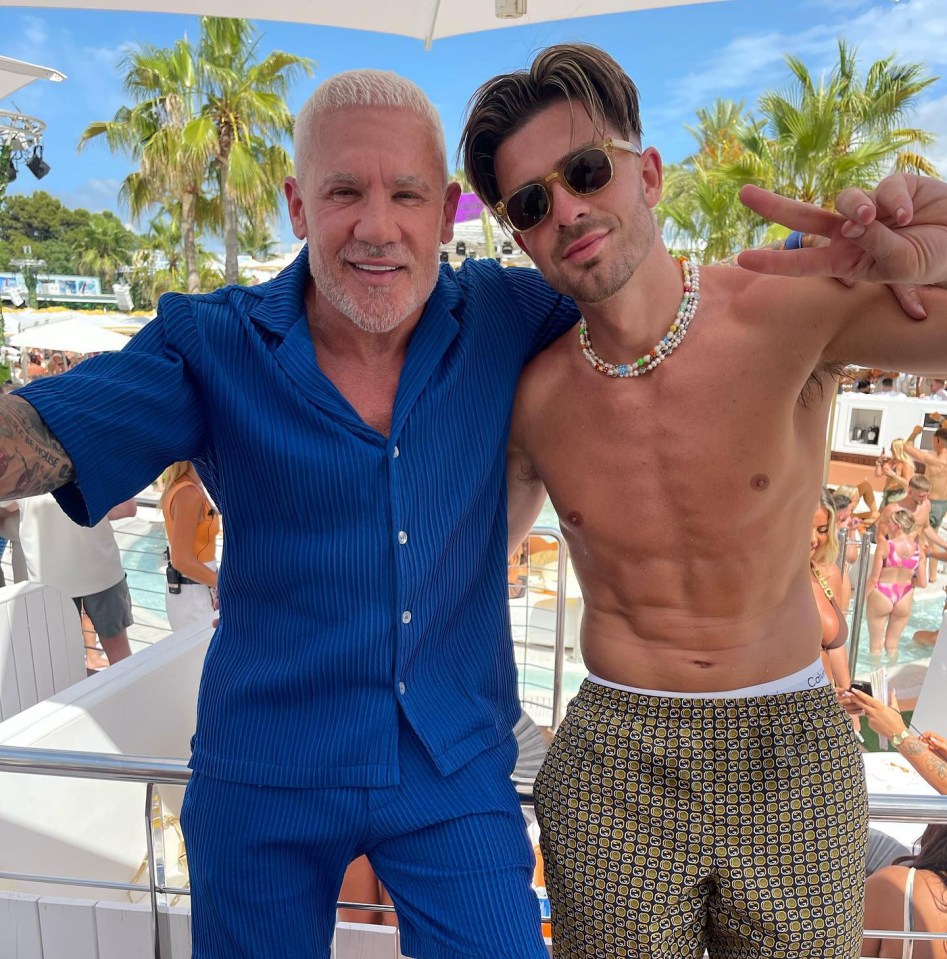 Jack Grealish and Wayne Lineker at Ocean Beach Ibiza.