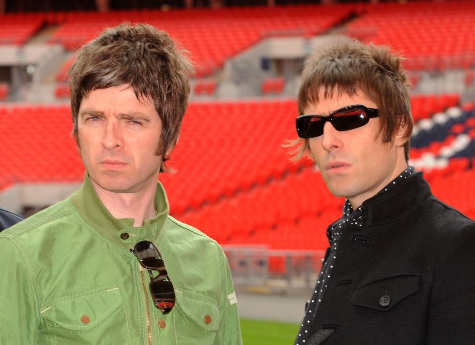 Noel and Liam Gallagher at Wembley Stadium.